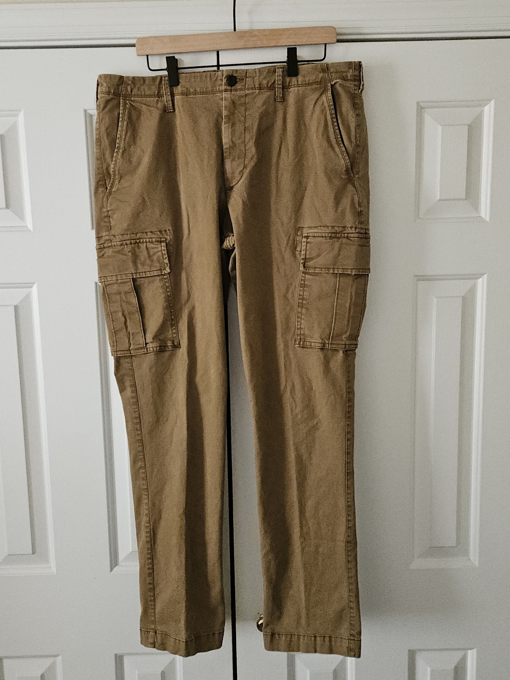 GAP Men's Brown Cargo Pants Flat Front Stretch Twill Straight Leg Size 36